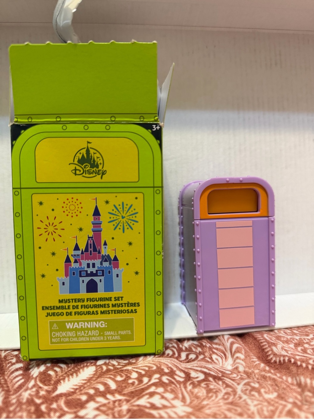 Disney Mystery Figurine with Lime Green Box and Lavender Pink Case collectible